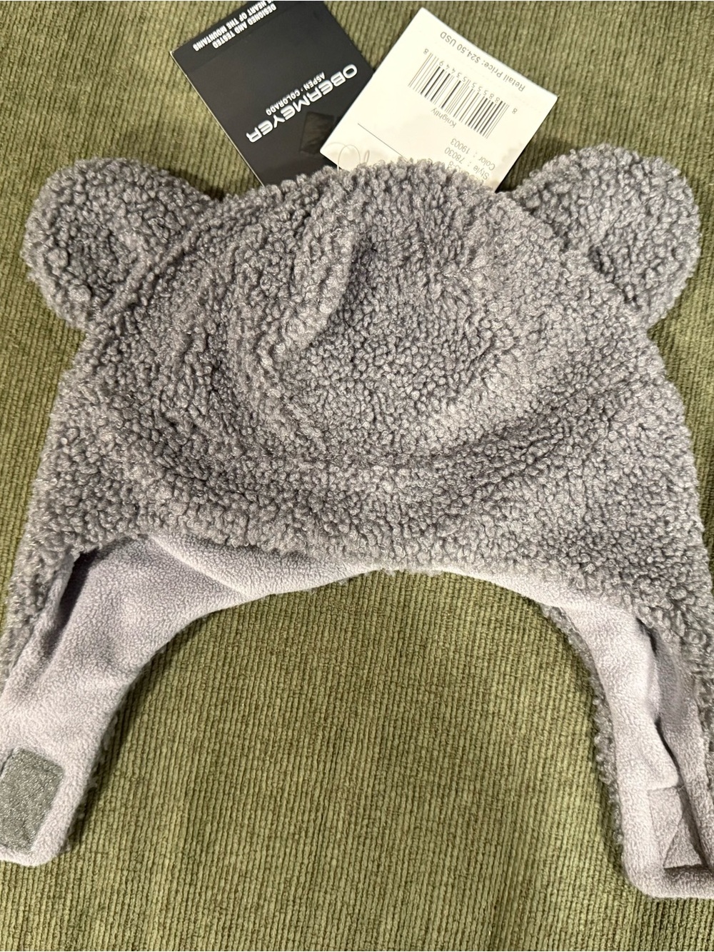Kids Cozy Sherpa Bear Ear Hat - Gray